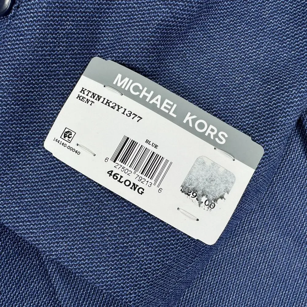 Michael Kors Mens Kent Classic Fit Stretch Twill Sport Coat Blue 46L
